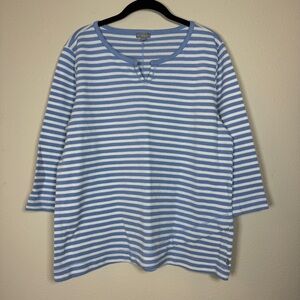 Talbots Striped Blue and White Top Size XL